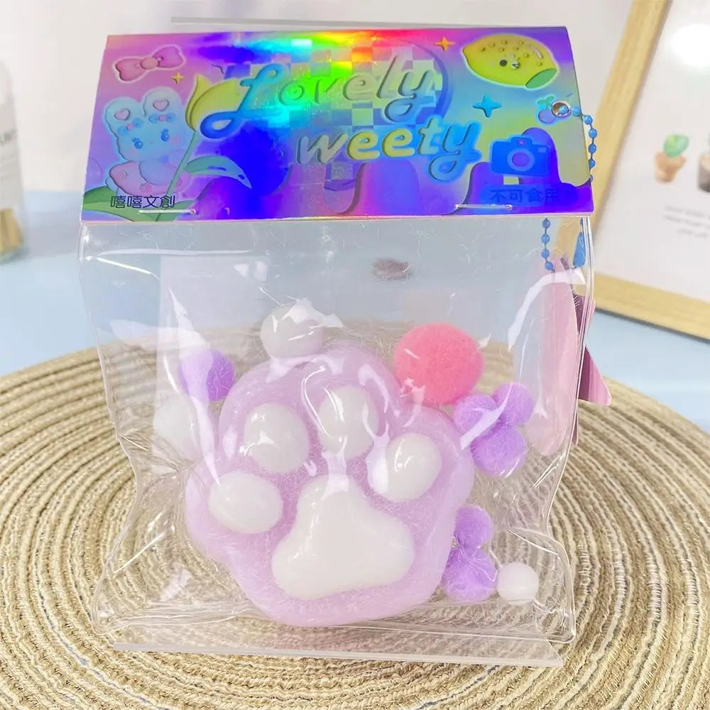 Cartoon Cat Claw Squeeze Pinching Transparent Toy Cute Cat Paw Slow Rebound Decompression Toy Kids Stress Release Vent Toy