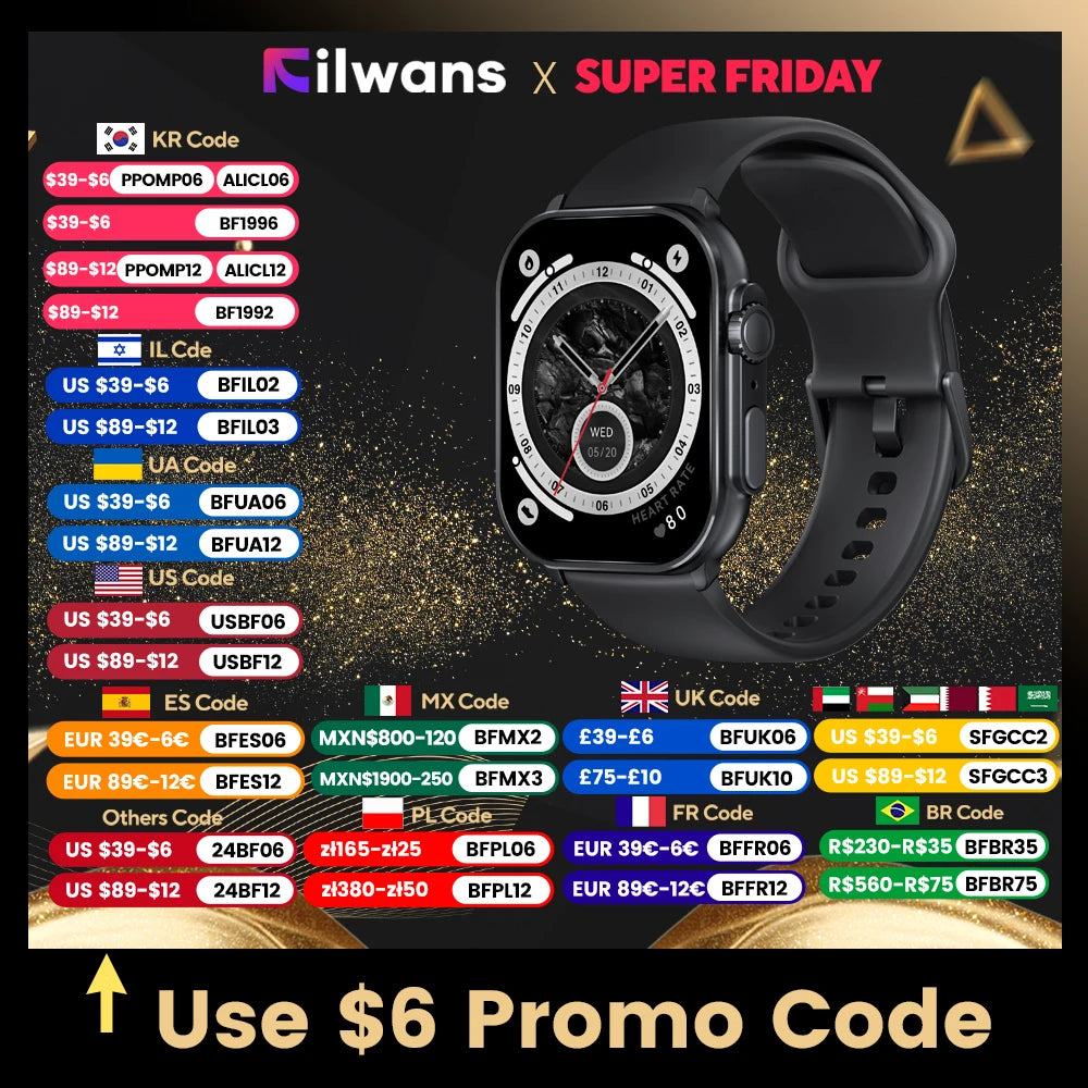 Filwans GTS Smart Watch 2024 Men Women IP68 Waterproof Swimming Sports Health Smartwatch AMOLED Display Watches Bluetooth Call