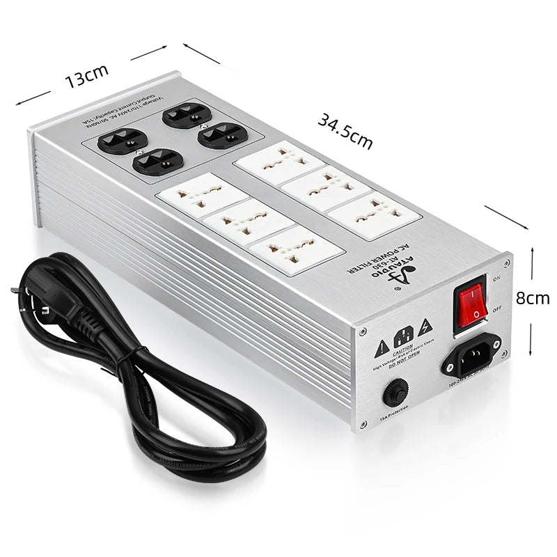 ATAUDIO Hifi Power Filter High-End Audio Noise-free  Power Outlet With 6 Universalfor 4 US Plug for HiFi Audio Equipment