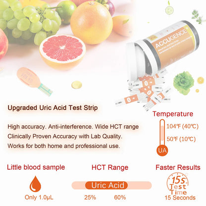 Blood Ketone Hemoglobin Uric Acid Blood Glucose Test Strips Test Strips for PM800 4 in 1 Meter Diabetes Gout HB Anemia Monitor