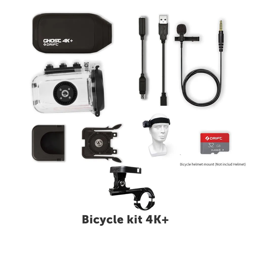 Drift Ghost 4k Plus Action Camera HD Motorcycle Bicycle Bike Body Worn Helmet Sport Cam with Wifi App Control 1950mAh Battery