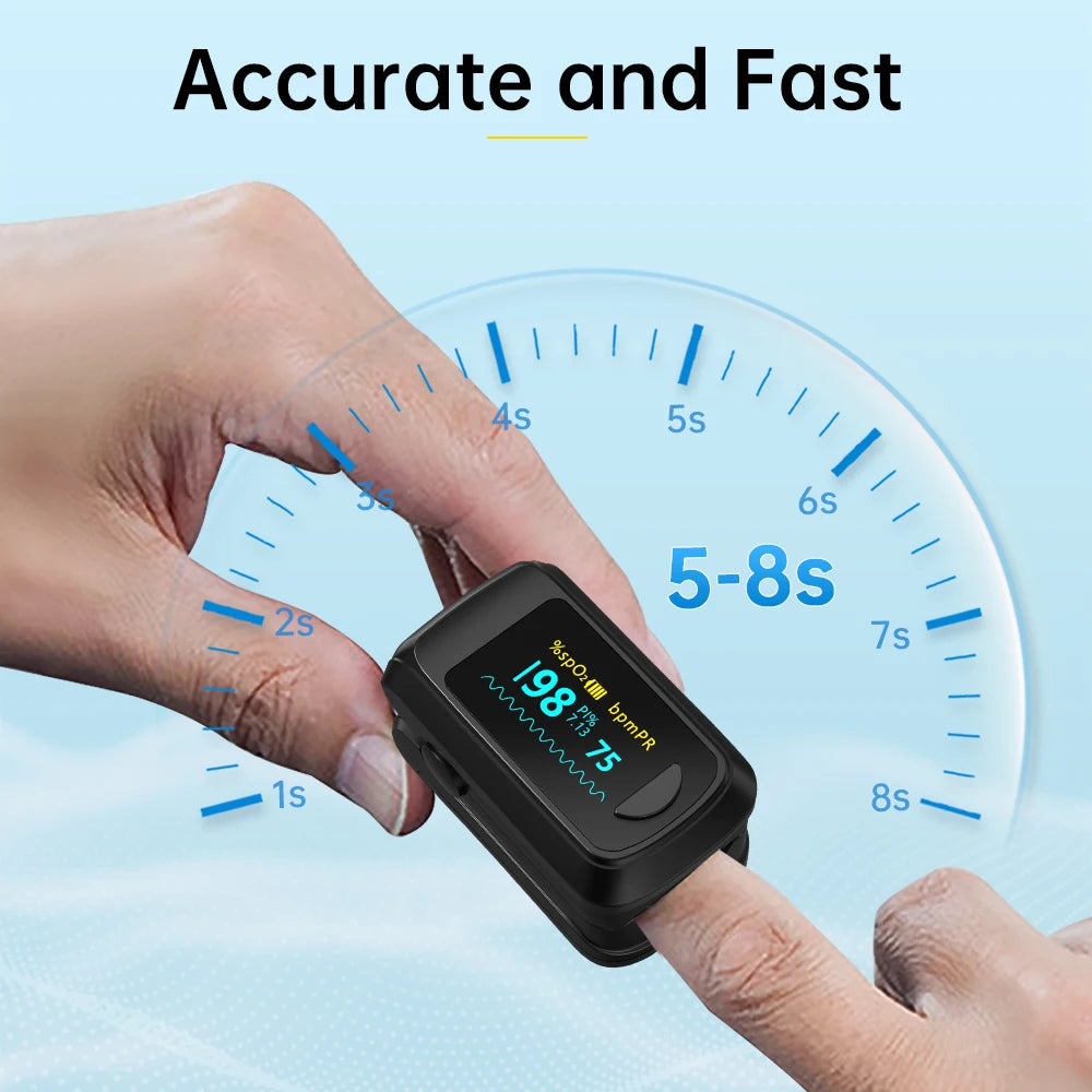 HealthTree Finger Pulse Oximeter OLED Display Blood Oxygen Saturation Oximetry SpO2 Heart Rate Detector Oximetro Health Care