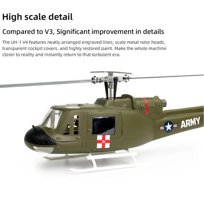 FLYWING UH1 V4 Scale RC Helicopter 470 size Helicopter Metal Rotor holder two Carbon Fiber blades UH-1 V3 10CH Scale Helicopter