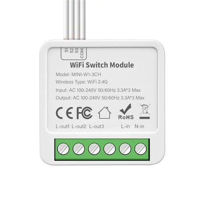 WiFi Smart Mini Switch Tuya Smart 1/2/3/4 Gang Switch 2 Way Control Breaker Module Works With Alexa Google Home Alice Smart Life