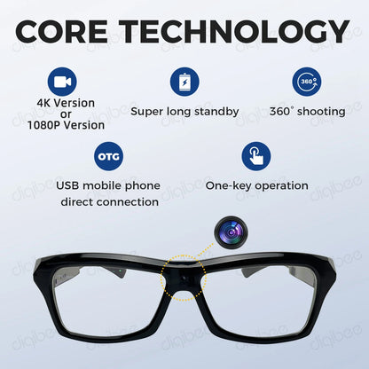 Outdoor Sports Smart Glasses Camera Sunglasses DVR Ultra HD 4K 2K or 1080P Video Recorder Mini Camcorder Eye Protection Webcam