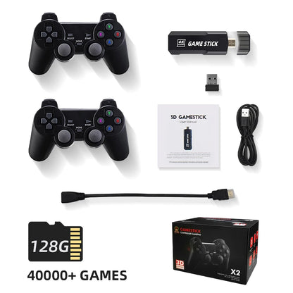 DATA FROG Video Game Console Built in 10000 Retro TV Games For PS1/GBA Portable 2.4G Wireless Game Stick 4K Support HD TV Output