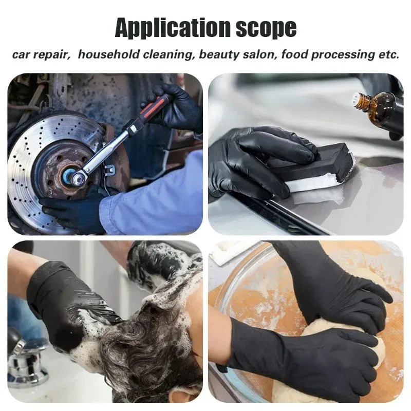 100x Disposable PVC Gloves Latex Cleaning Lab Nitrile Gloves Waterproof Allergy Free Work Safety Mechanic Garden Kitchen Gloves