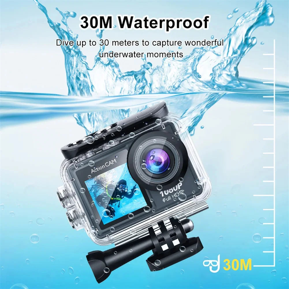 1080P Action Camera 30FPS 2" IPS Screen 170° Wide Angle WiFi Sports Video Camera Underwater 30M Waterproof For Vlog