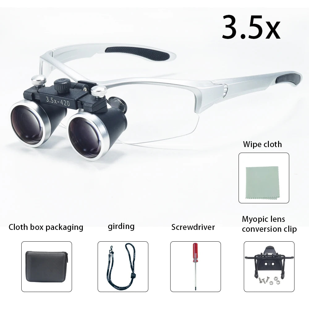 Dental Loupes 3.5x2.5x 320-420mm Goggles Lab Medical Magnifier Dentists Surgical Optical Lens Magnifying Glass Blue