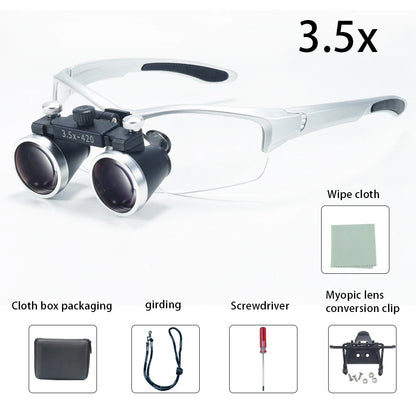 Dental Loupes 3.5x2.5x 320-420mm Goggles Lab Medical Magnifier Dentists Surgical Optical Lens Magnifying Glass Blue