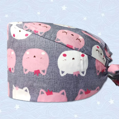 Cute Cat Pattern Printing Unisex Surgical Cap Surgeon  Veterinary Pet Beauty Salon Hospital Clinic Clinical Nurse