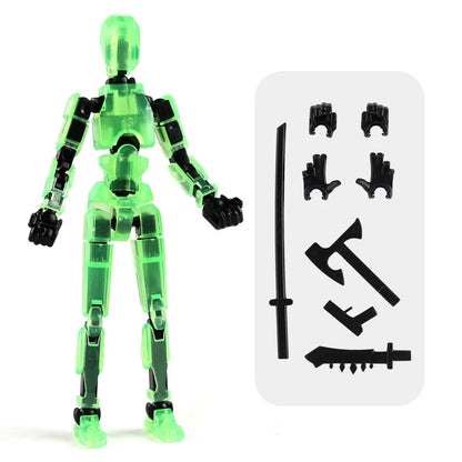 DIY Luminous T13 Multi-Jointed Movable Shapeshift Robot 3D Printed Mannequin Lucky robot and dog Action Figures Toys kids Gifts