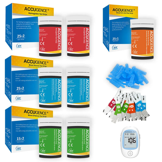 Blood Ketone Hemoglobin Uric Acid Blood Glucose Test Strips Test Strips for PM800 4 in 1 Meter Diabetes Gout HB Anemia Monitor