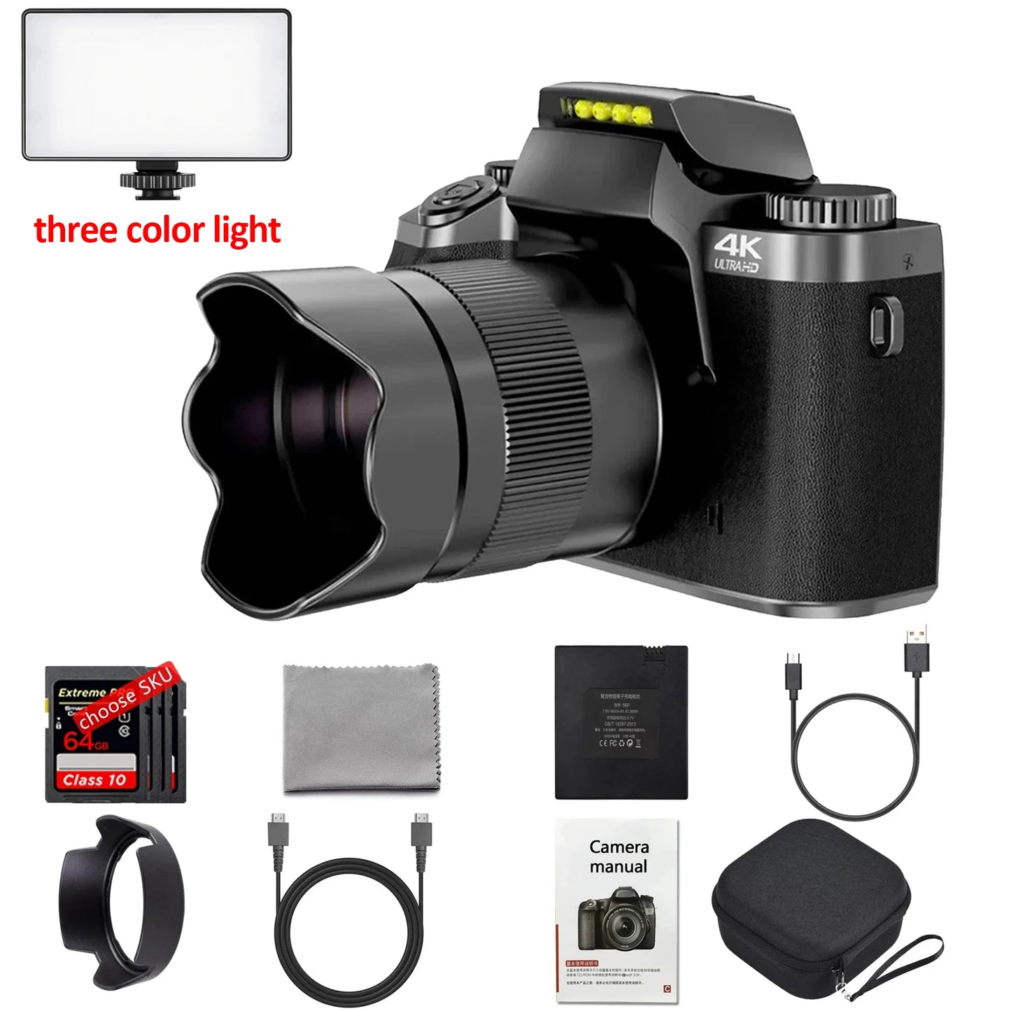 64MP Digital Camera 4K HD DSLR Camcorder Auto Focus 4.0 Inch Touch Screen Youtube Livestream Webcam For Entry-level Camera