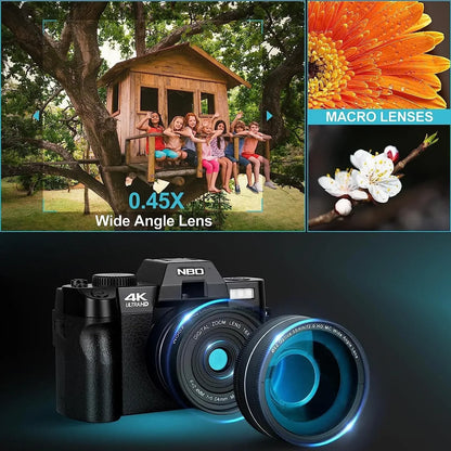 NBD Panoramic NBD 4K Kids Digital Camera 16X Digital Zoom 48MP Compact Point Shoot Digital Camera