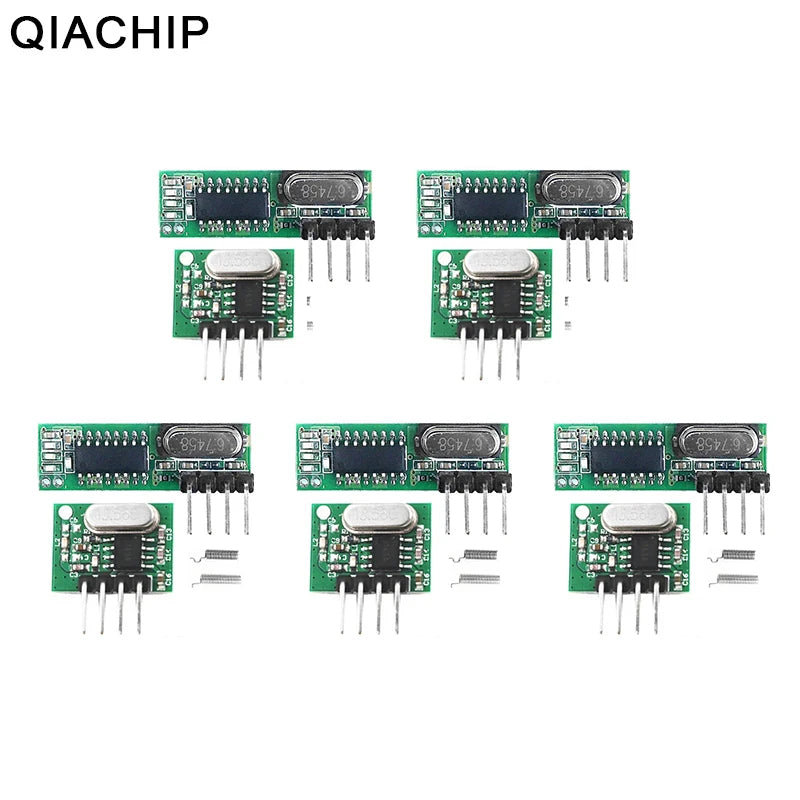 QIACHIP 433 Mhz Superheterodyne RF Receiver and Transmitter Module For Arduino Uno Wireless Module Diy Kit Free Gift antenna