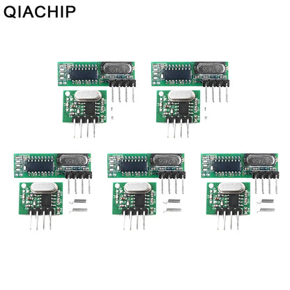 QIACHIP 433 Mhz Superheterodyne RF Receiver and Transmitter Module For Arduino Uno Wireless Module Diy Kit Free Gift antenna