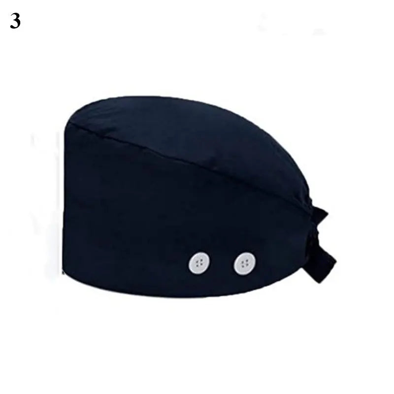 Floral Soft Hat Printing Nurse Sweat-absorbent Head Wrap Towel Surgical Anti-Dirty Pure Cotton Cap With Button Scrub Cap