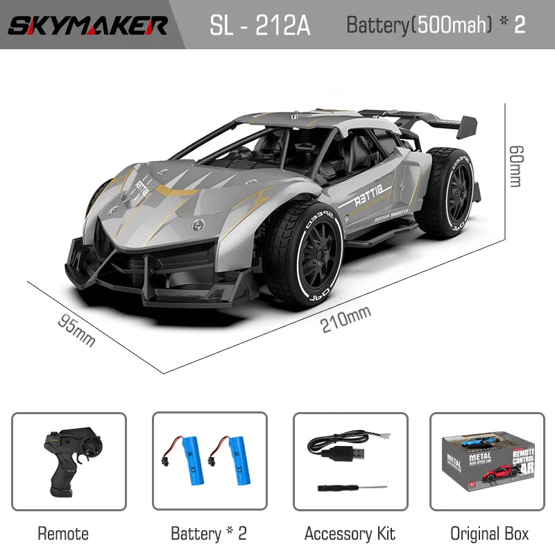 RC Metal Car Toys 1/24 2.4G High Speed Remote Control Mini Scale Model Vehicle Electric Metal RC Car Toys for Boys Children Gift