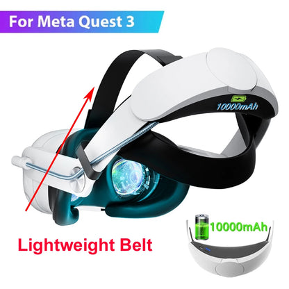 Rechargeable Head Strap for Meta Quest 3 VR Headset Extend VR Playtime Head Strap with 10000mAh Battery for Quest 3 Accessories