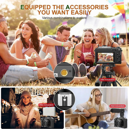 Komery 56MP Digital Professional Camcorder 4K ultra HD Video Compact Cameras Selfie Dual battery 18X Zoom WIFI Webcam DIY Shells