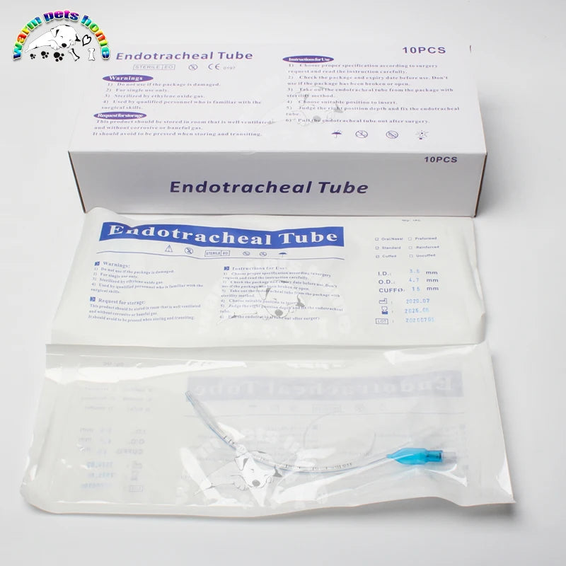 Endotracheal Tube with Cuff ID 2.0-10mm Sterilized Tracheal Tube for Veterinary Medical Consumables