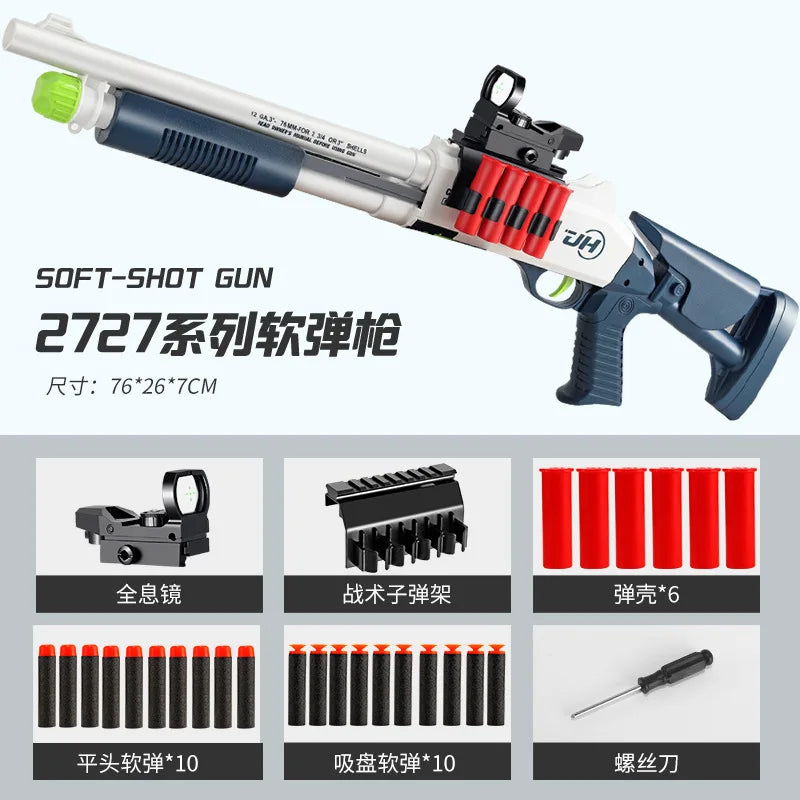 Adult Boy ouble-barrel rifle casing Spray s686 Shell Throwing Soft Bullet Battle Weapon Model Soft Bullet Toy Gun Children Gifts