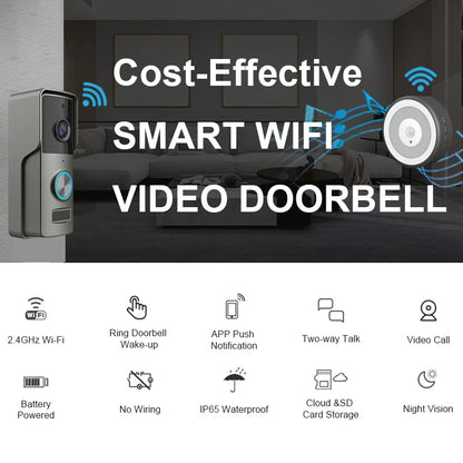 Waterproof 1080P WiFi Video Doorbell DC AC Battery Powered Tuya Smart Security Camera Door Bell Home Wireless Ringing Bell