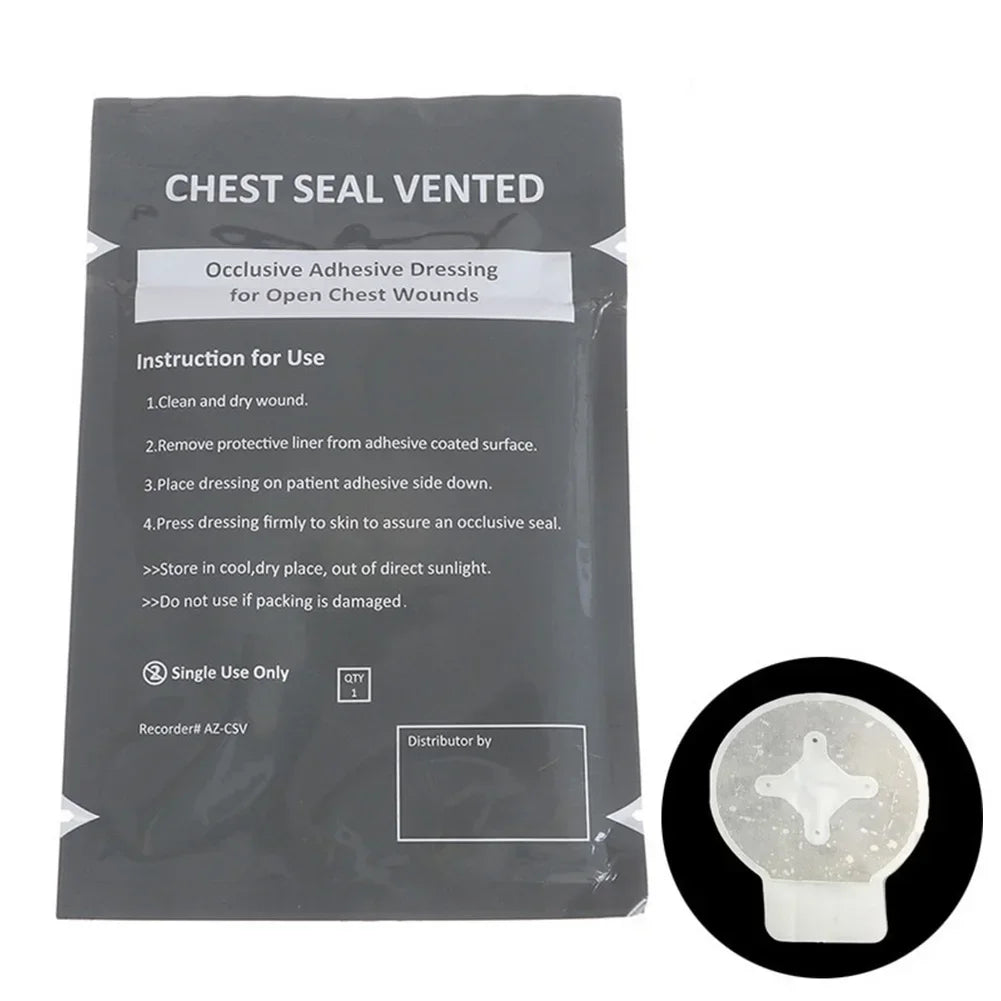 Portable Chest Seal Vented Dressing Bandage First Aid Kit Rescue Hyfin IFAK Chest Seal Outdoor Emergency Medical Treatment