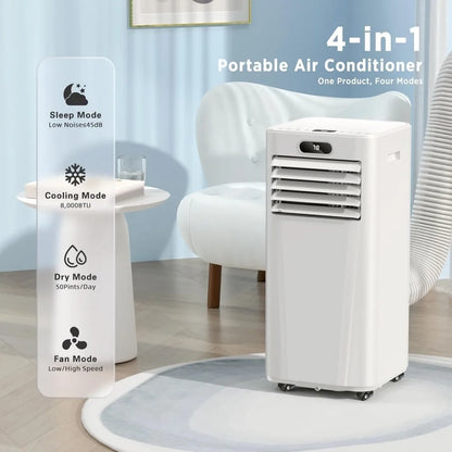 Dehumidifier, Fan Modes, Room Air Conditioner with Remote/Installation Kits, White