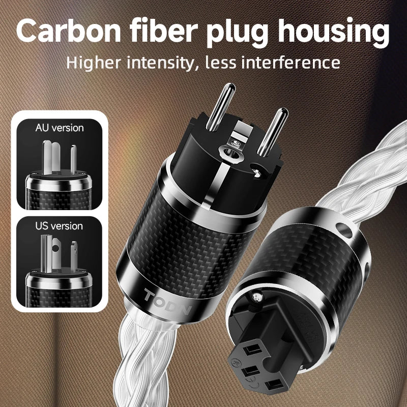 TODN hifi power cable Hi-end audio Cable  EU/US /AU Silver plated OCC conductor for power filters dac Amplifier audiophile