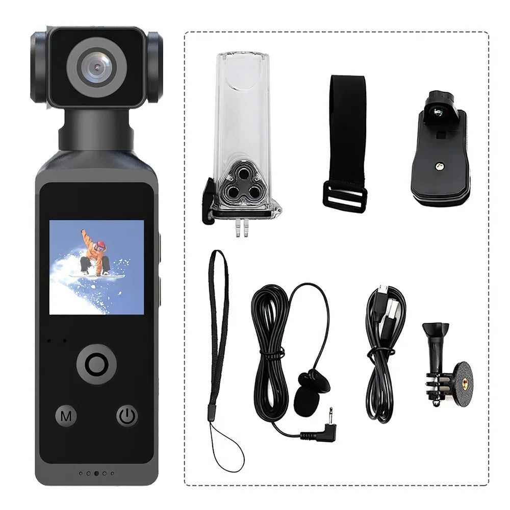 4K Pocket Action Camera Outdoor Wifi Sports Camera 270° Rotatable Action Cam Video Recorder Sport DV with Waterproof Case