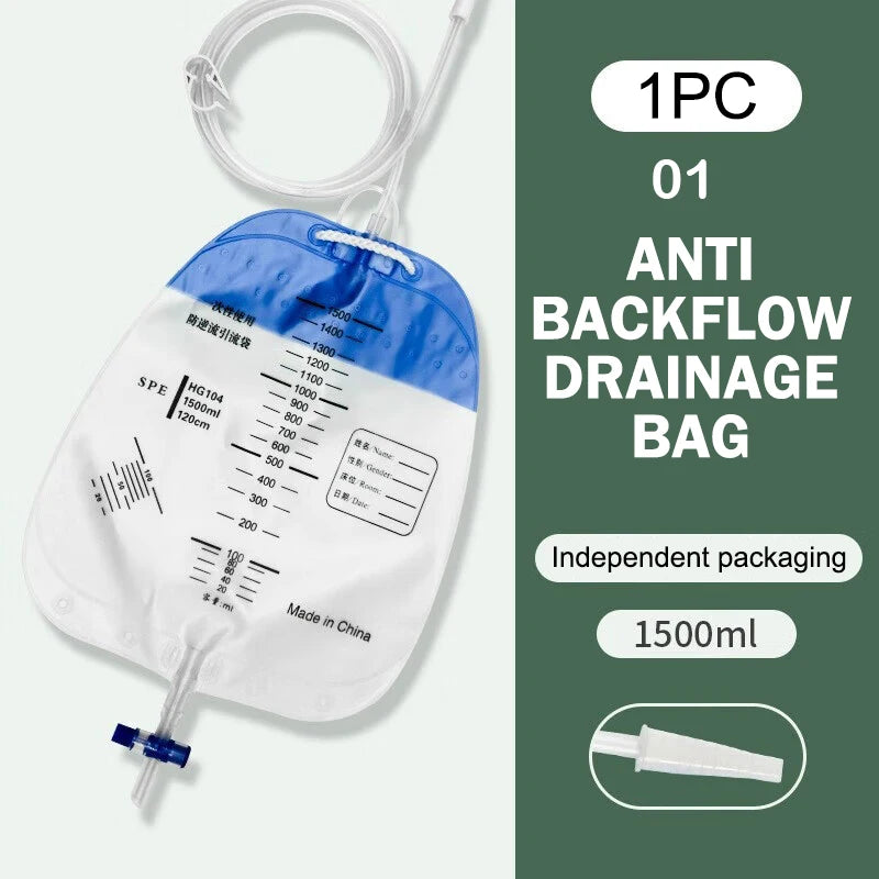 External Disposable Sterile Urine Bag PVC Storage Urinary Drainage Sack Pee Collection Bags With Cross Valve Catheter