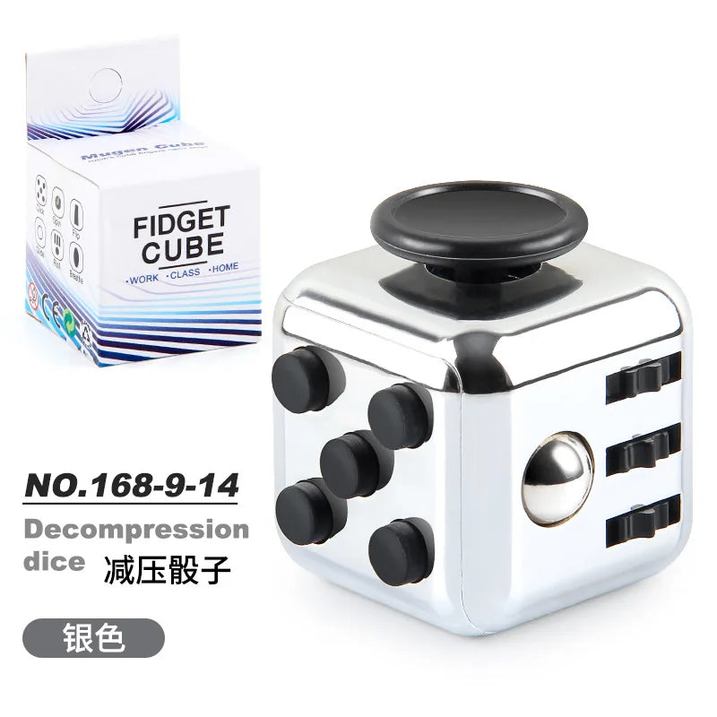 Fashion Decompression Dice Autism Adhd Anxiety Relieve Toy Adult Kids Fingertip Press Button Toys Rainbow Dice Antistress Cube
