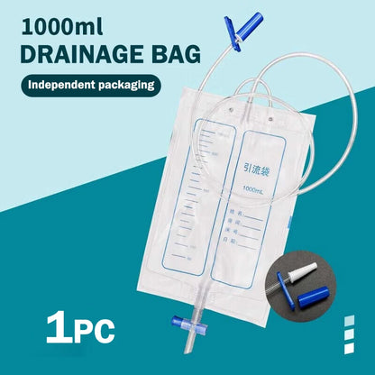 External Disposable Sterile Urine Bag PVC Storage Urinary Drainage Sack Pee Collection Bags With Cross Valve Catheter