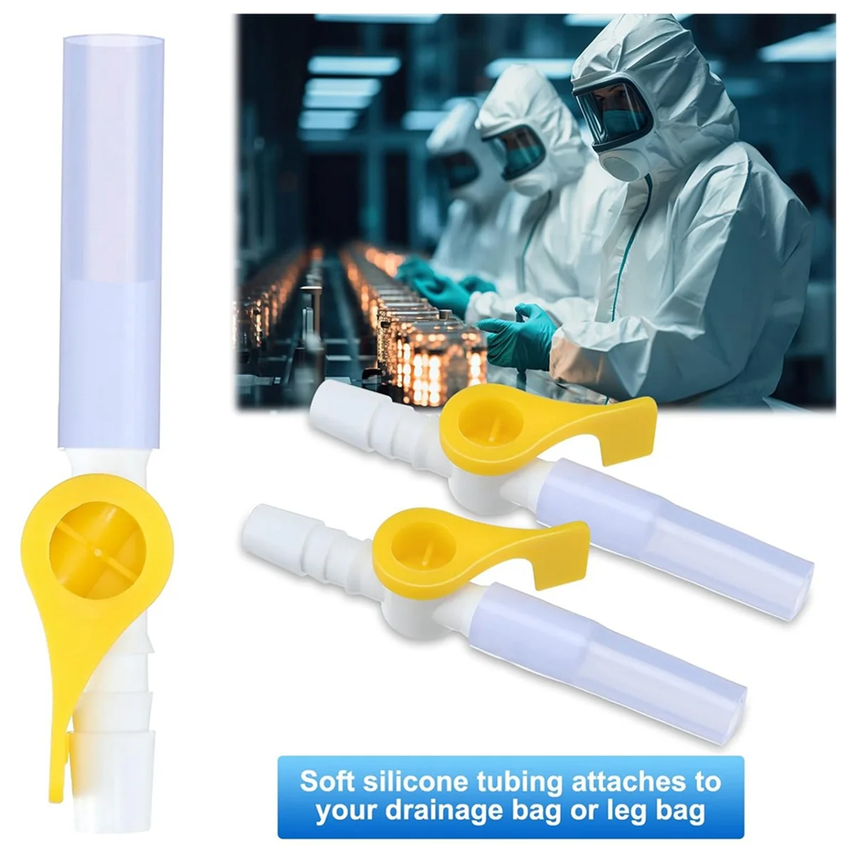 15 Pack Catheter Valve Urine Drainage Catheter Bag Valves with Smooth Edges and Silicone Tubing