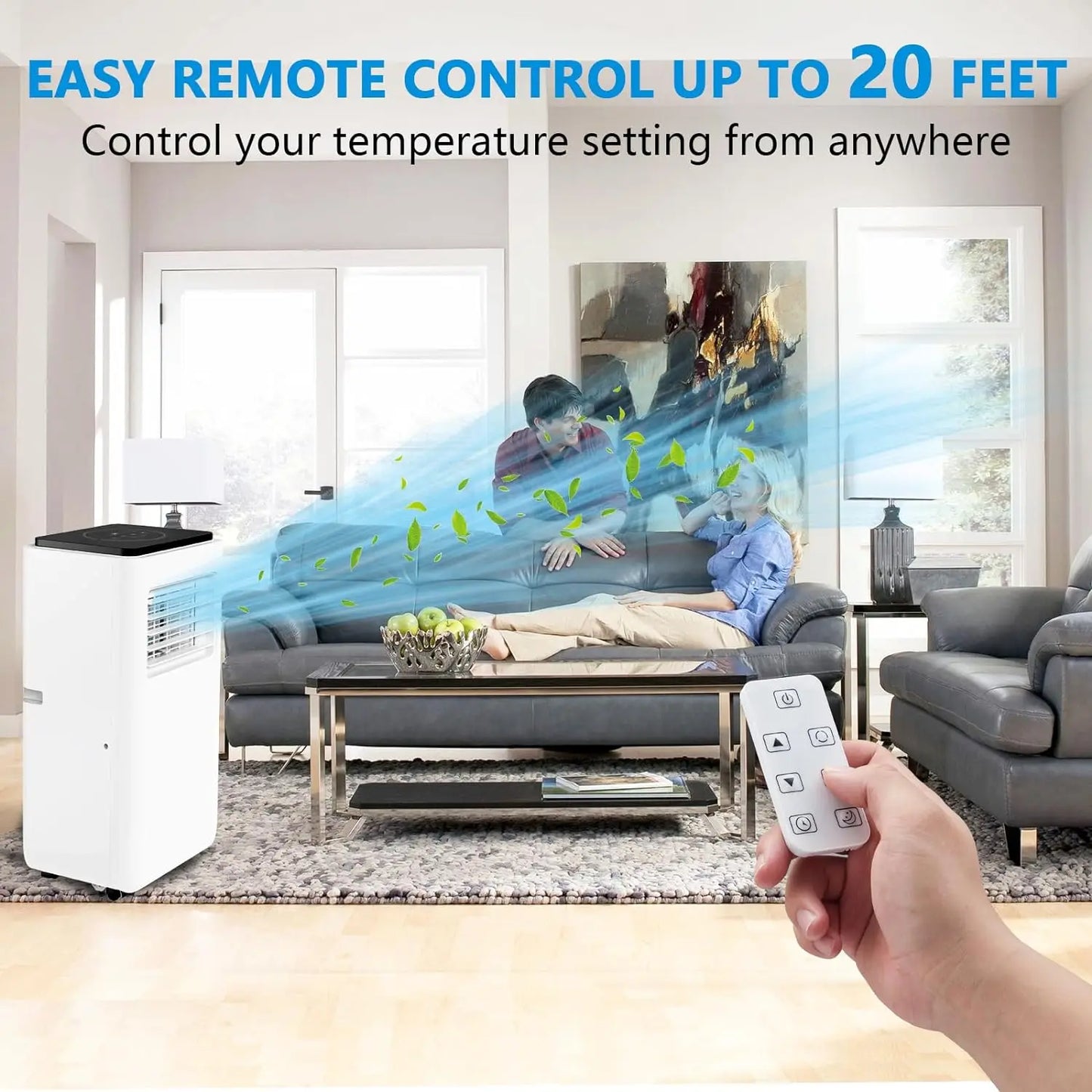 8000 BTU Portable Air Conditioner with Dehumidifier and Remote Control, AC for Apartment, Bedroom, Medium Rooms up to 350 Sq.Ft.