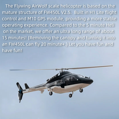 Flywing Airwolf 470 Class gps scale helicopter airwolf 6CH Brushless Motor fw450l rc airwolf H1 Flight Control One key return