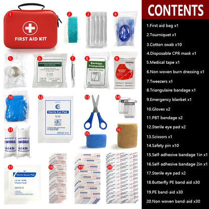 All Purpose First Aid Kit Emergency Medical Portable Bag for Outdoor Camping Hiking Home Emergency Rescue Equipment Supplies