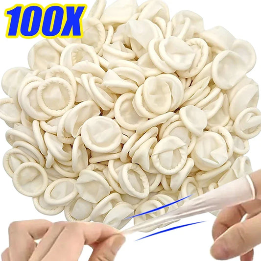 100/10Pcs Disposable Latex Finger Cots High Elastic Non-slip Anti-static Fingertips Protector Gloves Industry Fingers Protection