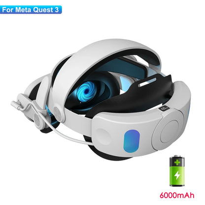 Head Strap Battery 6000mAh For Meta Quest 3/3S VR Headset Elite Strap Replacement Adjustable Enhanced Support Improve Comfort