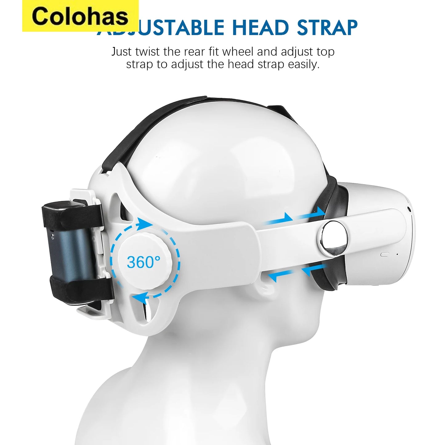 Adjustable Head Strap for Meta Quest 2/3 Halo Strap with PowerBank Fixing Bracket Holder Headband for Oculus Quest 3 Accessories