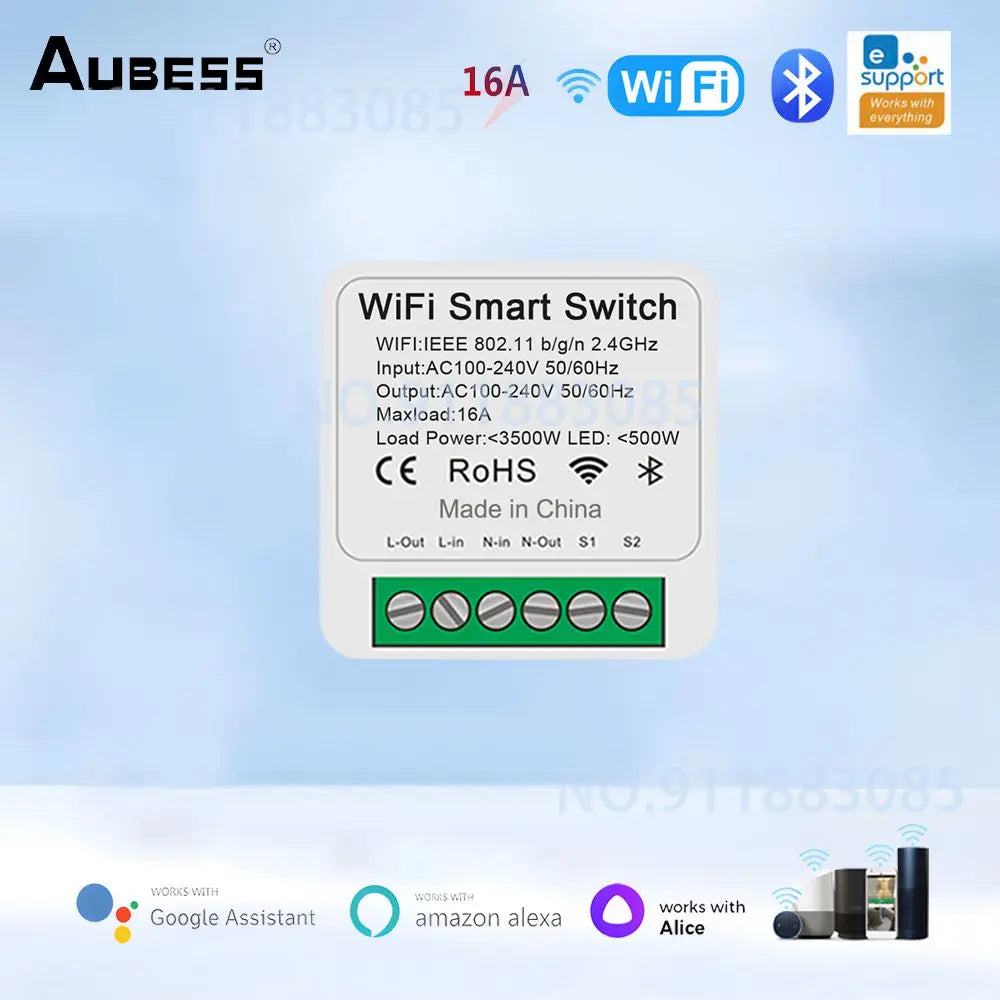 16A EWeLink Wifi MINI Smart Switch Support 2-Way Control Timer Wireless Switch Smart Home Automation Work With Alexa Google Home