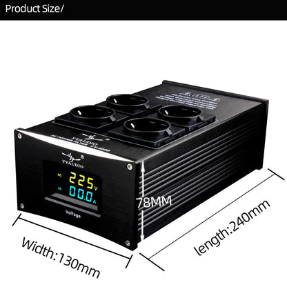 YYAUDIO HiFi Audio Noise AC Power Filter Power Conditioner Power Purifier Surge Protection with EU Outlets Power Strip