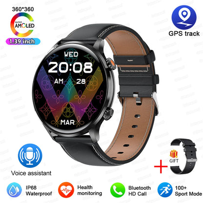 2024 New Smartwatch Women AMOLED HD Screen Always On Display Bluetooth Call IP68 Waterproof GPS Smart Men Watch For Android ios