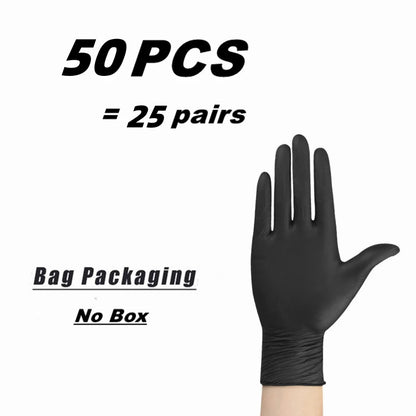 Black Nitrile Disposable Gloves 20/50/100Count Latex Free Home Cleaning Gloves Textured Mechanic Tattoo Hair Dye Beauty Gloves