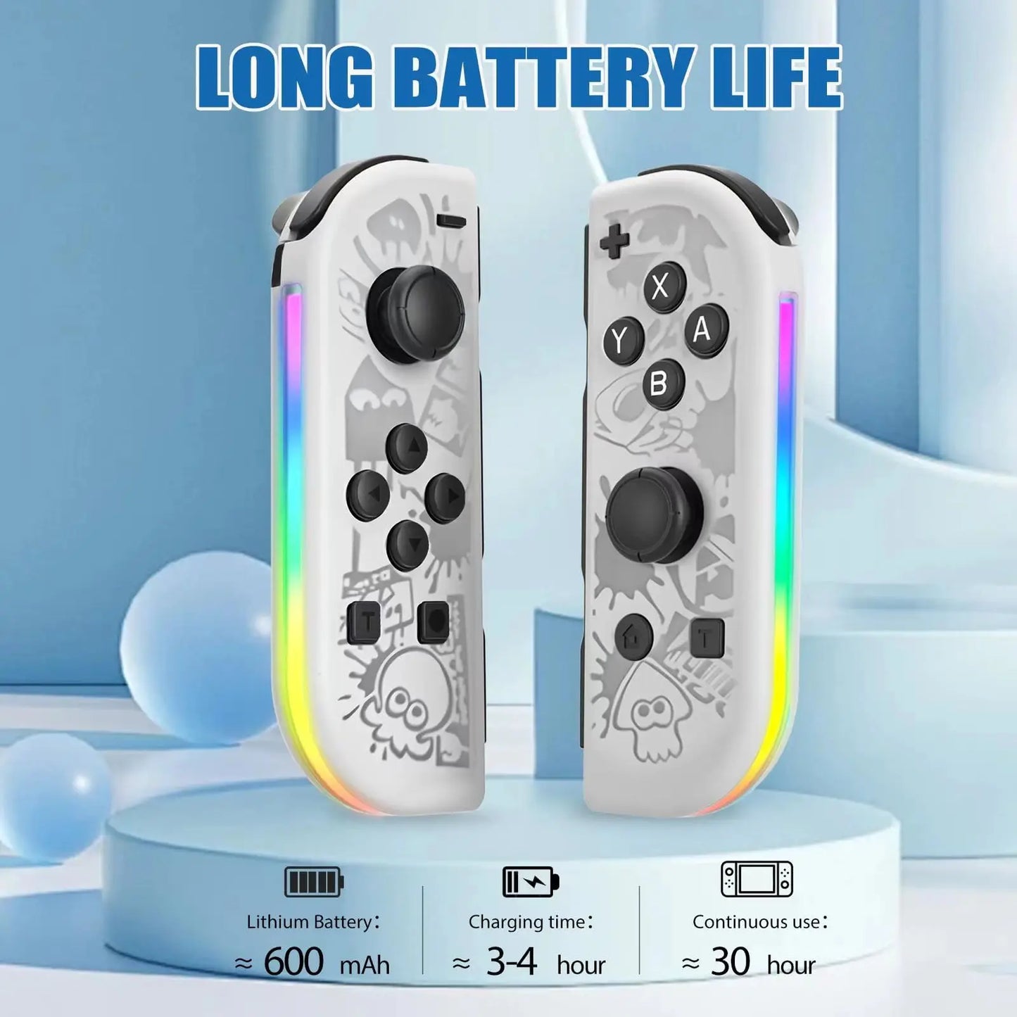BT 5.2 Joy Controller RGB LED Switch L/R Joypad for Nintendo Switch/Lite/Oled JoyCon Gamepads Joystick with Dual Vibration