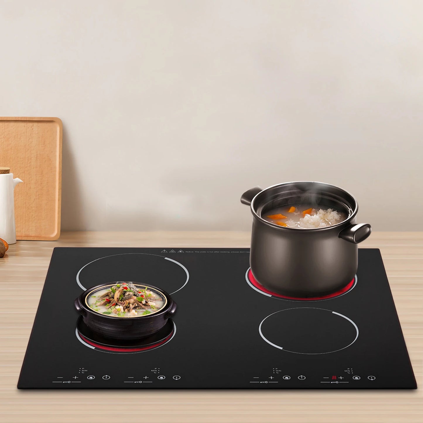 3000W Electric Ceramic Induction Cooktop with 4 Burners Countertop Built-in Ceramic Hobs Electric With Kid Safety Lock