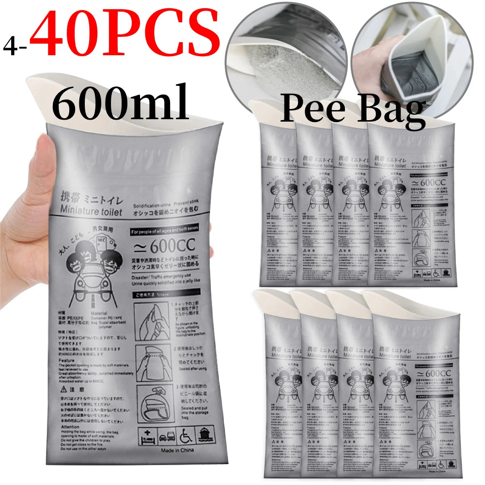 4-40PCS Outdoor Emergency Urine Bags 600ml Disposable Travel Mobile Toilet Portable Urinal Bag for Female Baby Male Vomiting Bag