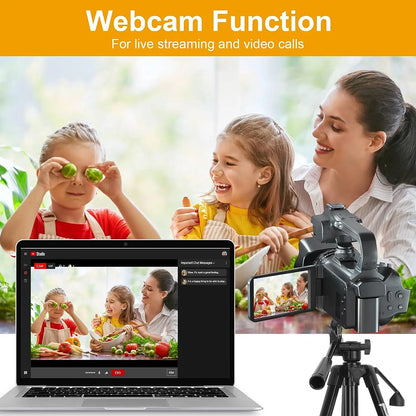4K Video Camera 64MP Camcorder For Youtube Live Stream Rotate 4.0" Touch Screen Digital Vlog Recorder 18X WIFI Auto Focus Webcam